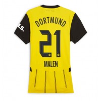 Fotballdrakt Dame Borussia Dortmund Donyell Malen #21 Hjemmedrakt 2024-25 Kortermet